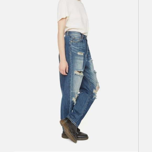 Sandrine Rose X Free People The Fred Destroyed Jean In Faded Blue Size 27 - Picture 3 of 12